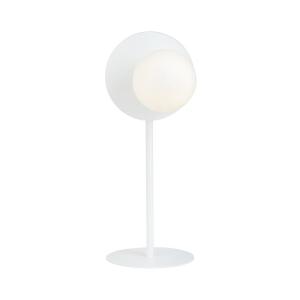 Lampe à poser en métal et verre blanc, H: 50cm