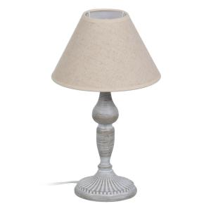 Lampe à poser en métal gris et abat-jour en lin beige 20x20…