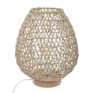 Lampe à poser en papier tressé beige Hauteur 35,5 cm