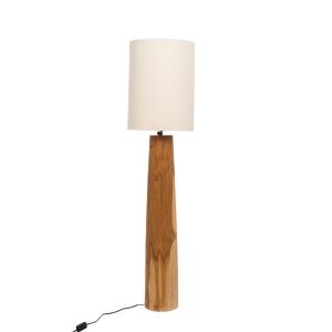 Lampe à poser en teck avec abat-jour en lin