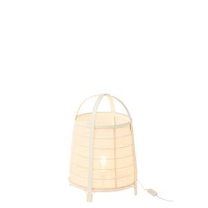 Lampe à poser en tissu et bois beige 36.5x36.5x52.5 cm