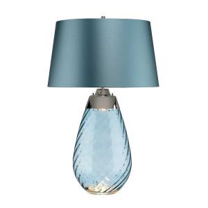 Lampe à poser en verre- bleue et argentée H: 74cm