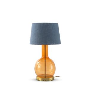 Lampe à poser en verre cristal orange avec abat-jour en cot…