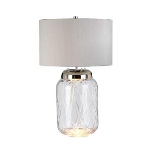 Lampe à poser en verre et abat-jour en faux soie gris H : 6…