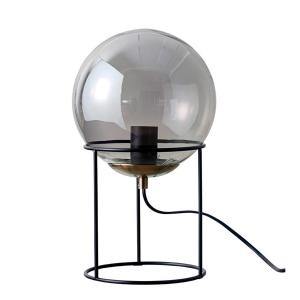 Lampe à poser en verre fumé et métal noir mat