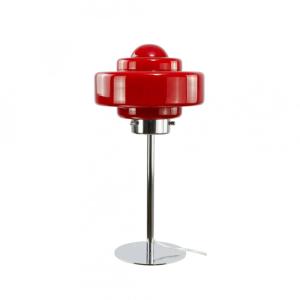 Lampe à poser en verre & métal rouge