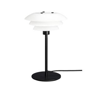 Lampe à poser en verre opal et métal noir