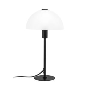 Lampe à poser en verre opale et métal noir