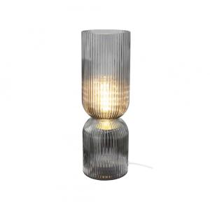 Lampe à poser en verre strié fumé