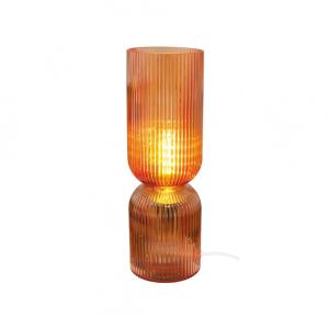 Lampe à poser en verre strié rouge