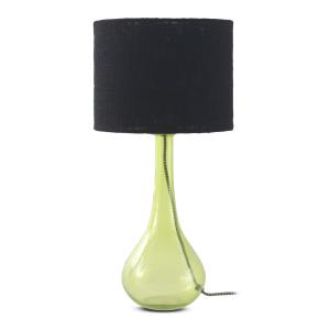 Lampe à poser en verre vert avec abat-jour en coton noir