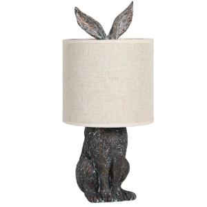 Lampe à poser lapin noir et abat-jour beige 20x20x43cm