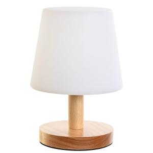 Lampe à poser LED dimmable bois et blanc 14.5x14.5x22cm