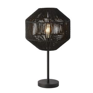 Lampe à poser métal et corde tressée noir e27 -H55cm