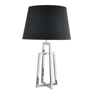 Lampe à poser métal et textile chrome et noir -H60cm