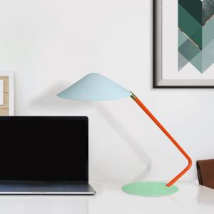 Lampe à poser métal multicolore abat-jour bleu