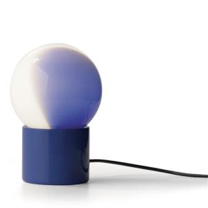 Lampe à poser métal verre h23cm bleu