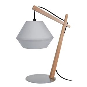 Lampe à poser pied bois H35cm naturel;Abat-jour: gris