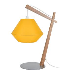 Lampe à poser pied bois H35cm naturel;Abat-jour: jaune