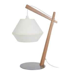 Lampe à poser pied bois naturel H35cm Abat-jour écru
