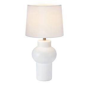 Lampe à poser pied en céramique blanc abat-jour en tissu bl…