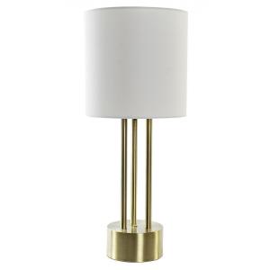 Lampe à Poser Rétro en Métal Doré et Abat-jour Blanc en Lin…