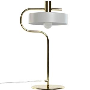 Lampe à poser rétro métal doré et blanc 28x18x46cm