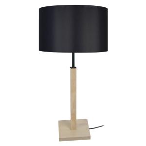 Lampe a poser ronde bois naturel et noir D30xP30xH54 cm