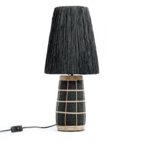 Lampe à poser terre cuite rotin h56cm noir