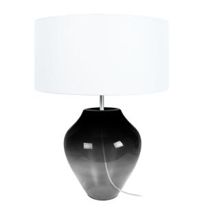 Lampe  à poser verre fumé abat-jour tissu blanc