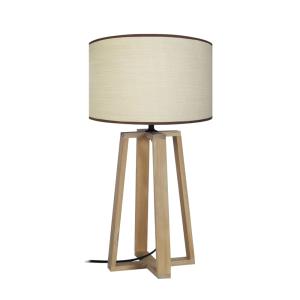 Lampe  à quatre pieds bois H50cm naturel Abat-jour blanc