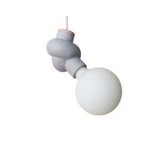Lampe à suspendre en béton et bois cordon blanc ampoule LED…