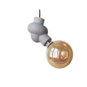 Lampe à suspendre en béton et bois cordon noir ampoule LED…