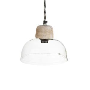 Lampe à suspendre en bois et vert transparent H16