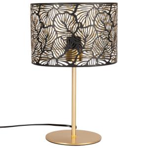 Lampe ajourée en métal noir et doré