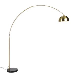 Lampe arc laiton base marbre noir abat-jour laiton
