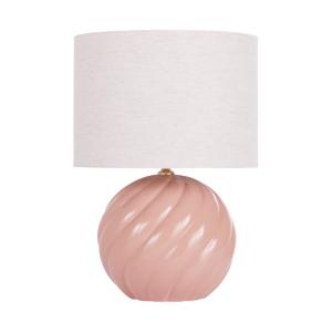 Lampe boule en céramique torsadée rose et abat-jour en lin…