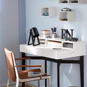Lampe bureau bois  H30cm noir;Abat-jour: alu