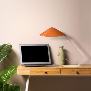 Lampe  bureau métal H35cm multicolor Abat-jour orange