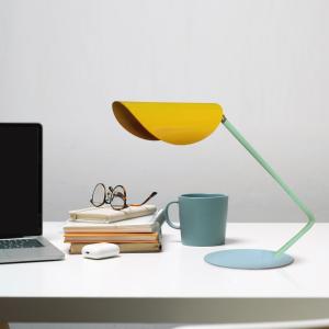 Lampe  bureau métal H35cm multicolore;Abat-jour: jaune