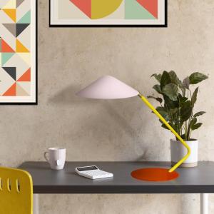 Lampe  bureau métal H35cm multicolore;Abat-jour: rose