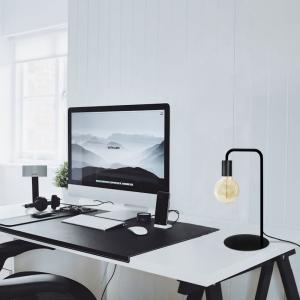 Lampe  bureau métal H45cm noir;Abat-jour: ampoule