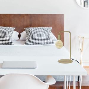 Lampe  bureau métal H45cm or;Abat-jour: ampoule