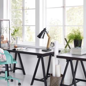 Lampe  bureau métal H66cm gris;Abat-jour: anthracite