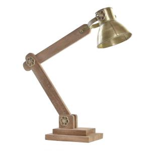 Lampe bureau style industriel en métal doré et bois 50x15x6…