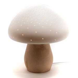 Lampe champignon blanc en porcelaine