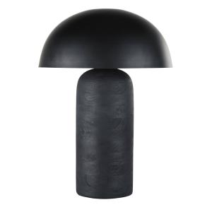 Lampe champignon en métal et bois de manguier noir