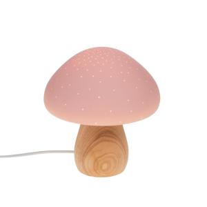 Lampe Champignon rose rose poudré en porcelaine