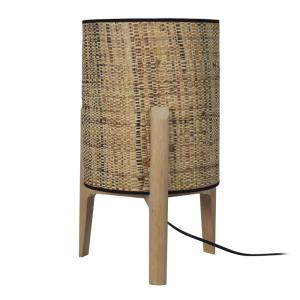 Lampe cylindre bois H45cm naturel;Abat-jour: jute
