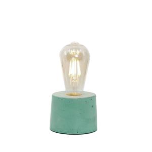 Lampe cylindrique en béton turquoise fabrication artisanale